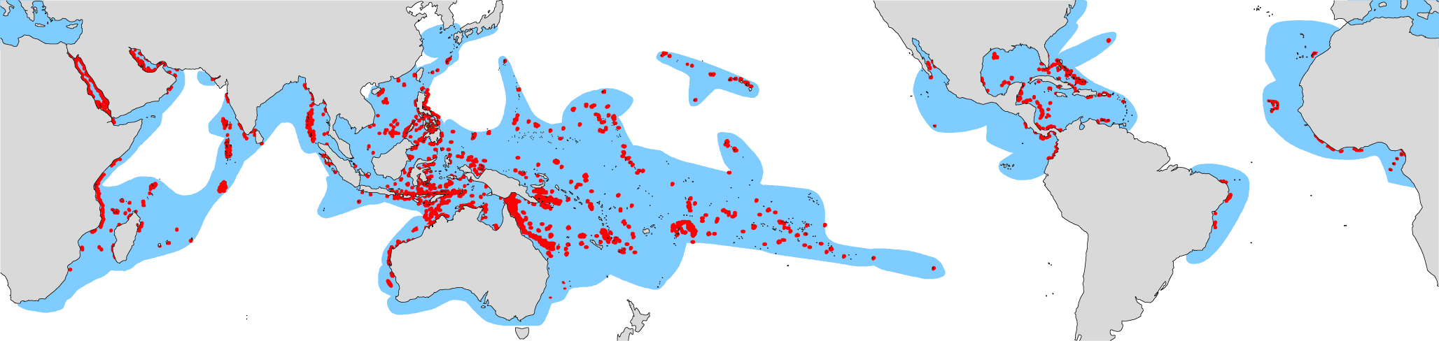 Distribution of coral reefs